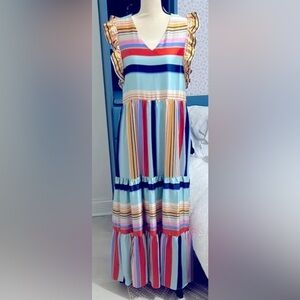 Jade Multicolor Striped Maxi Dress